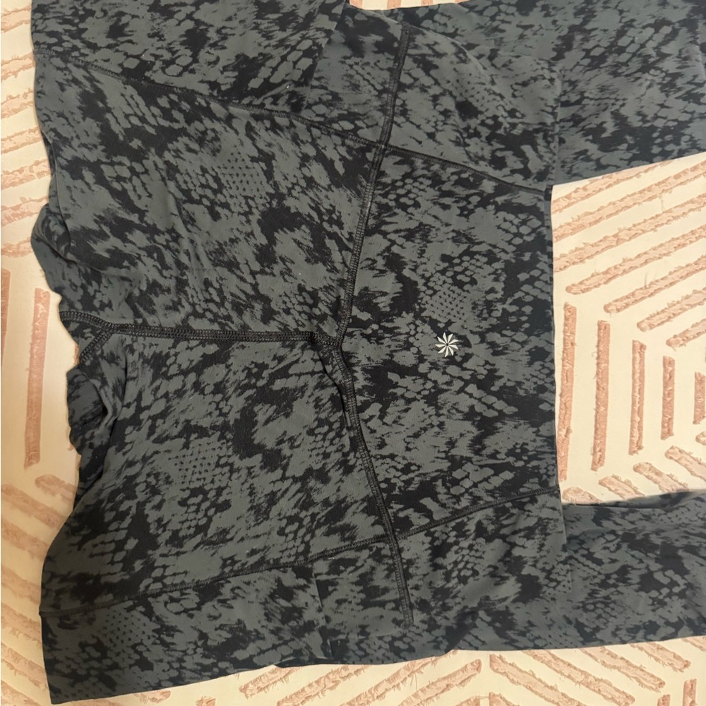 Athleta Black and Green Snake Patterned Leggings